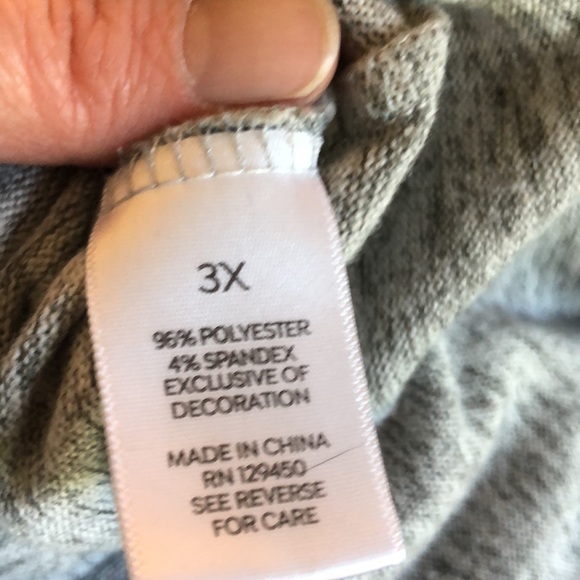 Sunday cowl neck floral sweatshirt gray 3X - Picture 6 of 7